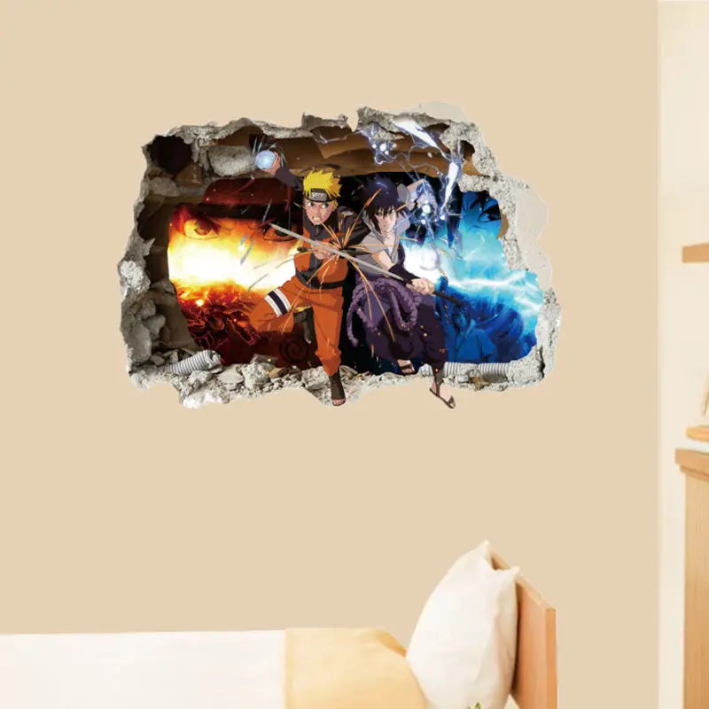 Naruto 3D Stereoscopic Wall Sticker Personality Naruto Student Dormitory Poster Wallpaper Self Adhesive Interior Decoration