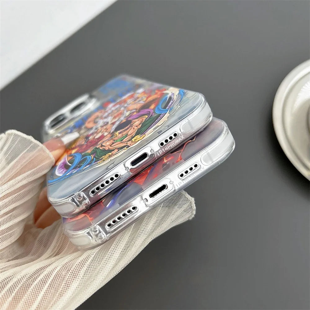 Anime One Piece Luffy Zoro Phone Case For iPhone 11 12 13 14 15 16 Pro Max Electroplated Camera Protector Cover