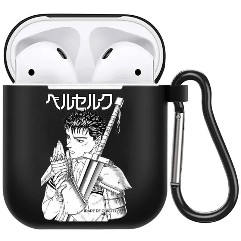 anime Berserk Guts Zodd Earphone Case For AirPods4 1 2 3 Pro Black Soft silicone wireless Bluetooth headphone case
