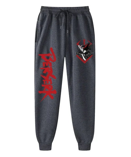 Men's berserk animated printed sportswear pants sports jogging pants casual polar lining pocket pants