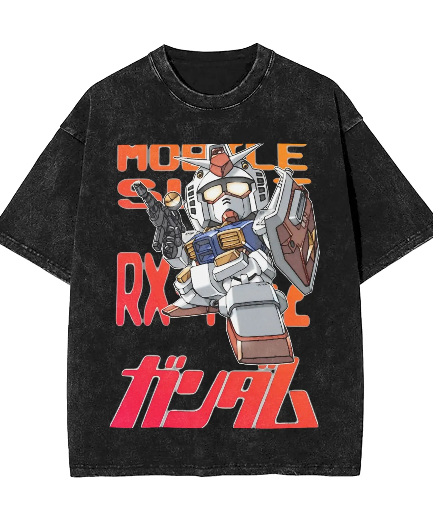 Y2k Clothes Gundam Graphic T-shirts Man Summer Trendy Casual Short Sleeved Tee Women's Vintage Washed Cotton Gym Clothing Tops