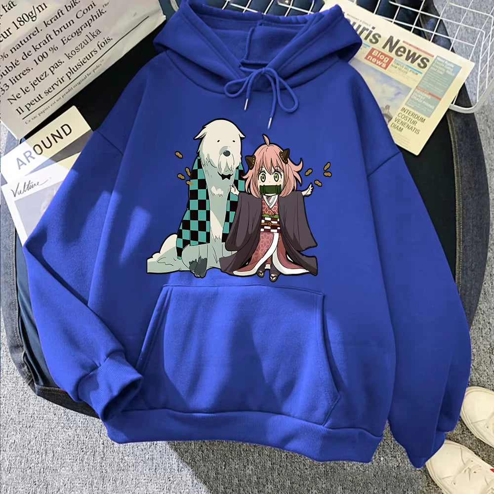 Spy x Family Anya & Demon Slayer Crossover Graphic Fleece Hoodie 6