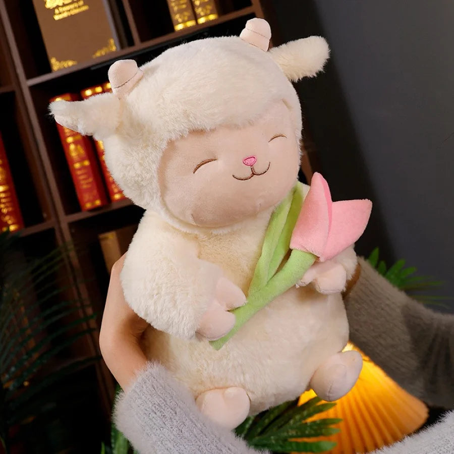 Kawaii Sheep with Tulip Plush Doll — Soft Stuffed Toy 2