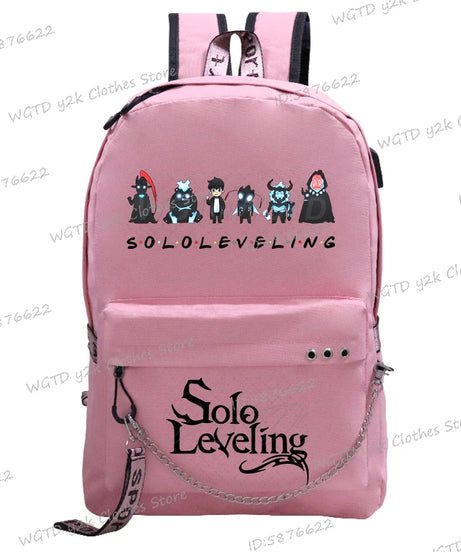 Cute Funny Solo Leveling Anime School Backpack for Teenager Bookbag Fashion Student Zipper Travel Rucksack Women Men Back Pack