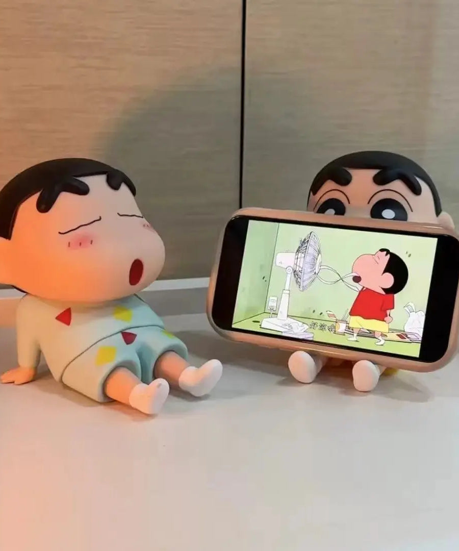 Crayon Shin-Chan Phone Holder Kawaii Anime Desktop Ornaments  Watching TV Phone Support Cute Doll Decorations toy Gifts