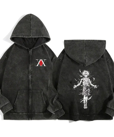 Hunter x Hunter Zip-Up Hoodie – Unisex Anime Streetwear Pullover