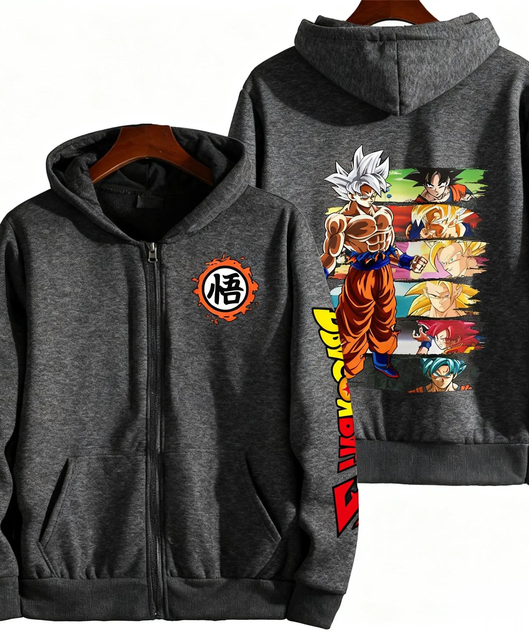 Unisex Oversized Dragon Ball Goku Anime Zipper Hoodie Men Women Casual Streetwear Sweatshirt Jacket New Autumn Fashion Y2k Tops