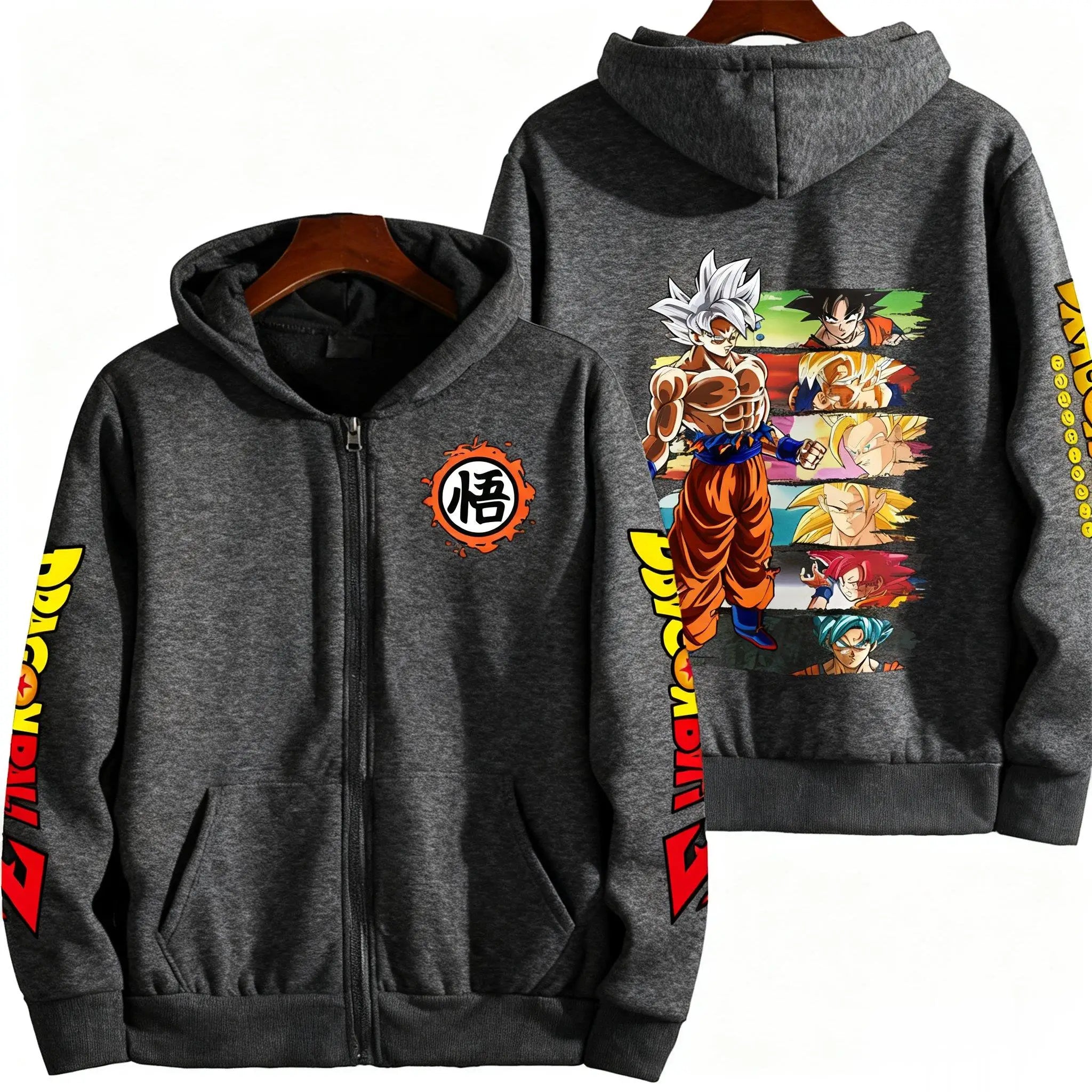 Unisex Oversized Dragon Ball Goku Anime Zipper Hoodie Men Women Casual Streetwear Sweatshirt Jacket New Autumn Fashion Y2k Tops