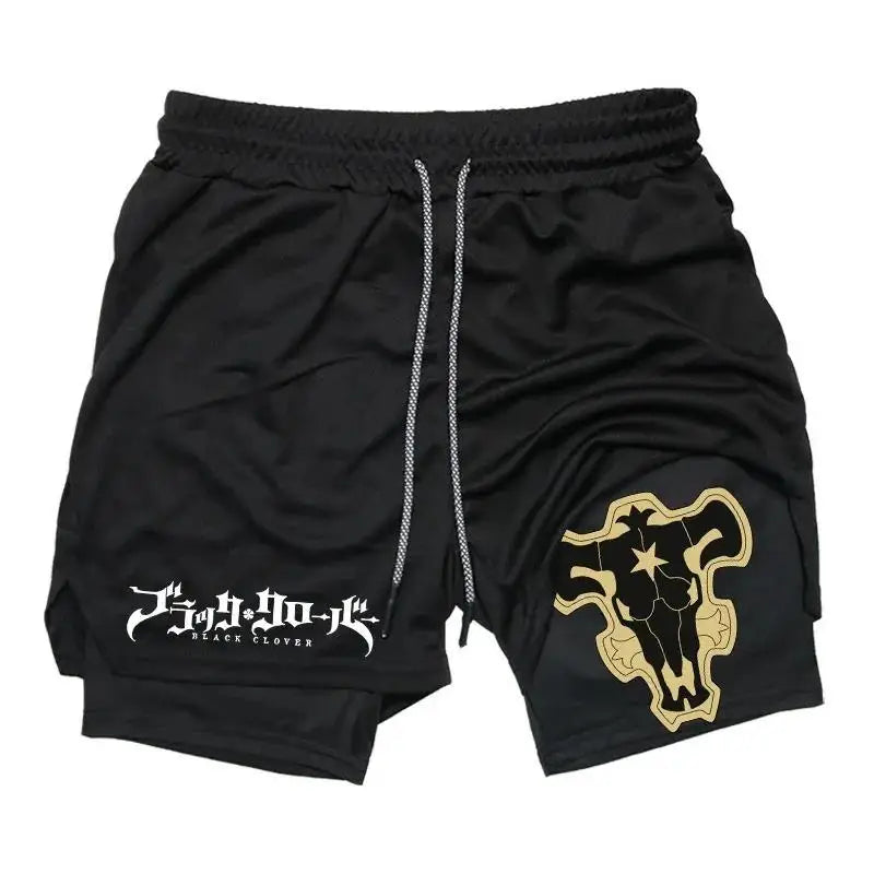 Black Clover Asta Gold Print 2-in-1 Gym Shorts – Quick-Dry Athletic Activewear 6