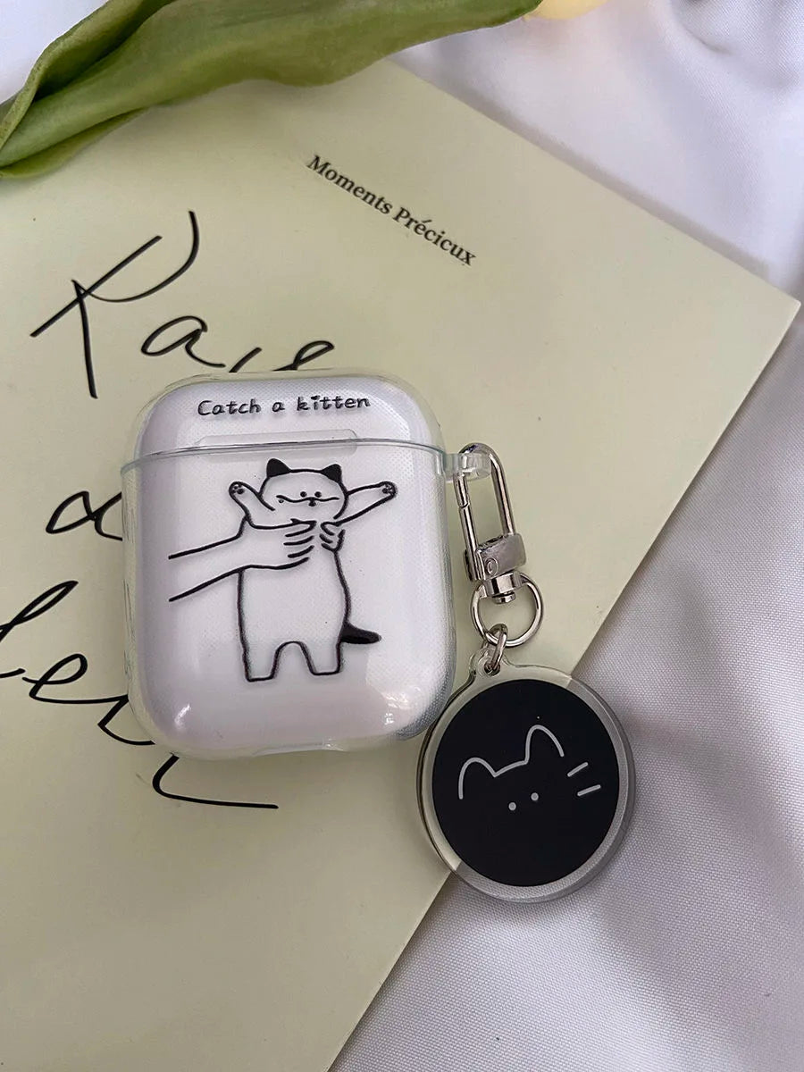Funny Cat Case for Airpod Cases Air Apple Pro 3 for 2 3rd Pods Transparent Cute AirPods Cover TPU Coque for Airpods 2 1
