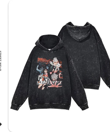 Anime dandadan Hoodies Vintage Washed Dan Da Dan Hooded Sweatshirts Oversize Streetwear Manga Ayase Momo Okarun Hoodie Men Women