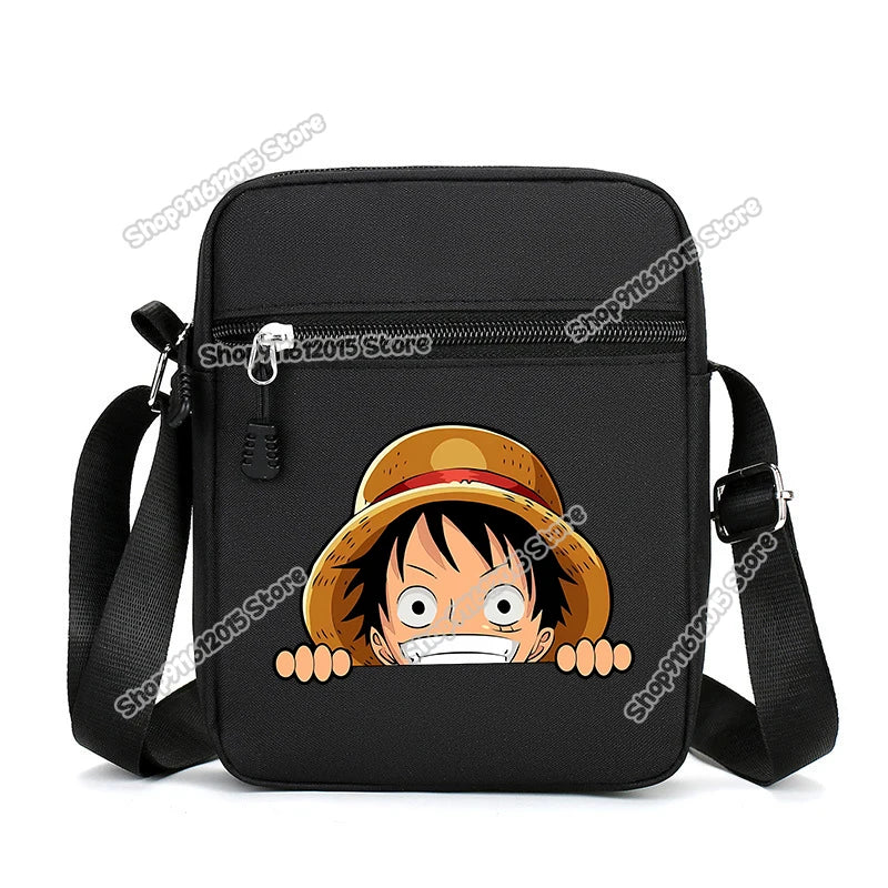 One Piece Men Shoulder Bag Anime Luffy Zoro Boy Oxford Cloth Crossbody Zipper Messenger Bags Outdoor Travel Small Phone Pouch