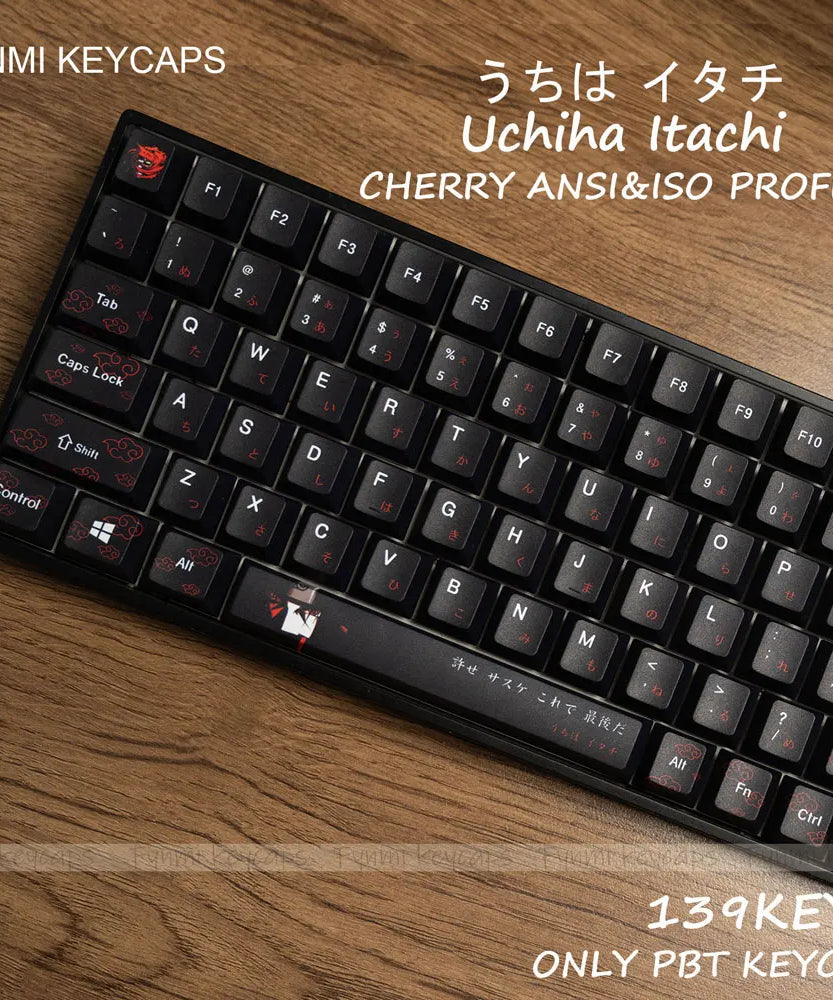 Uchiha Itachi Keycaps Set – 139 Cherry Profile Anime Keycaps for MX Switch (ANSI/ISO)