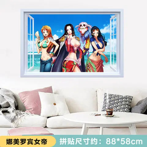 One Piece Anime Luffy Poster Wall Sticker Personality Creative Fashion Boys Dormitory Decoration Wallpaper Self Adhesive