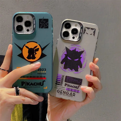 Anime Pokemon Pikachu Gengar Phone Case for iPhone 15 14 13 12 11 Pro Max Cartoon Shockproof Back Cover Bumper Fundas