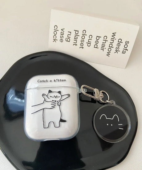 Funny Cat Case for Airpod Cases Air Apple Pro 3 for 2 3rd Pods Transparent Cute AirPods Cover TPU Coque for Airpods 2 1