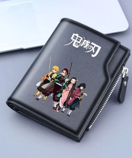 Demon Slayer Wallet Anime Coin Purse Men Credit Card Holder Boy Student Fashion Short Trifold Money Key Storage Pouch