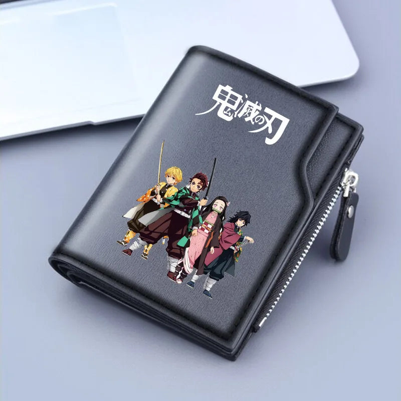 Demon Slayer Wallet Anime Coin Purse Men Credit Card Holder Boy Student Fashion Short Trifold Money Key Storage Pouch