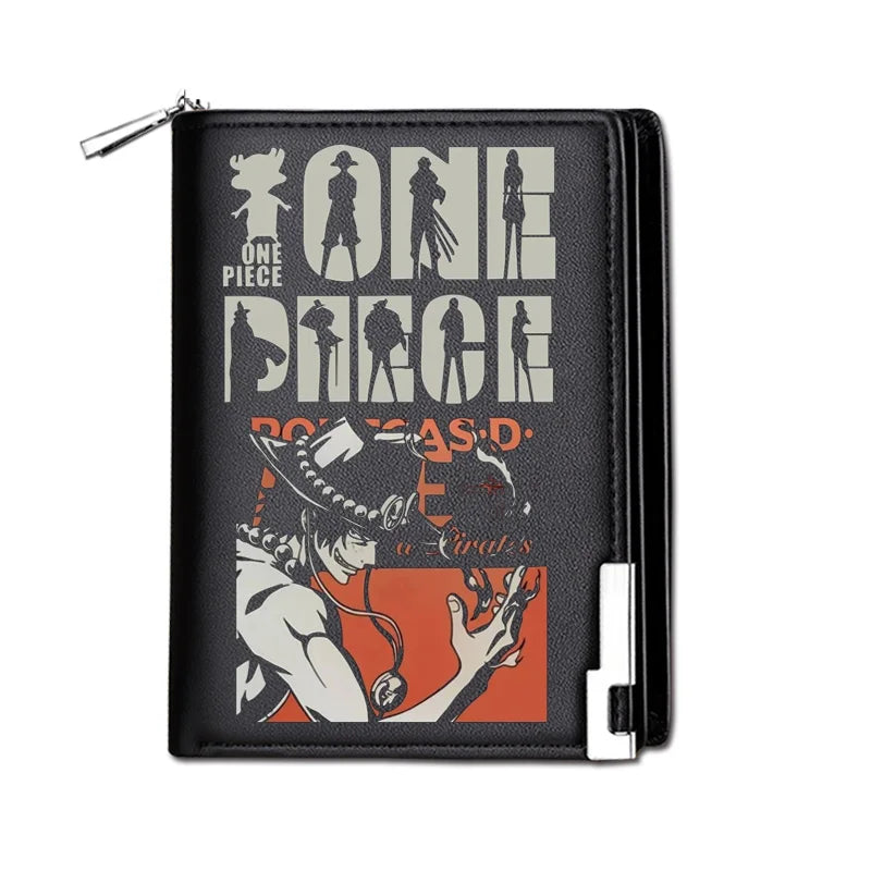 One Piece Luffy Ace Anime Peripheral Zipper PU Wallet Handsome Personality Boy Print Coin Purse Short Card Pack Gift Wholesale