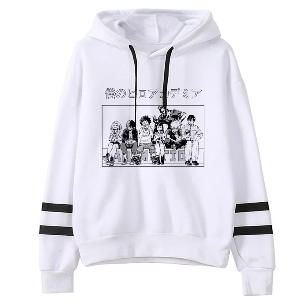 My Hero Academia Deku Bakugo Todoroki Striped Sleeve Hoodie Harajuku Streetwear 8