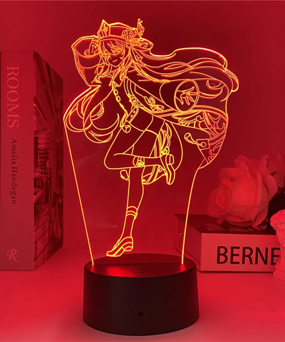 Newly Genshin Impact Night Light Yae Miko Game Figures Acrylic Stand Model 3D Table Lamp Kids Git Acrylic Bedside lamp