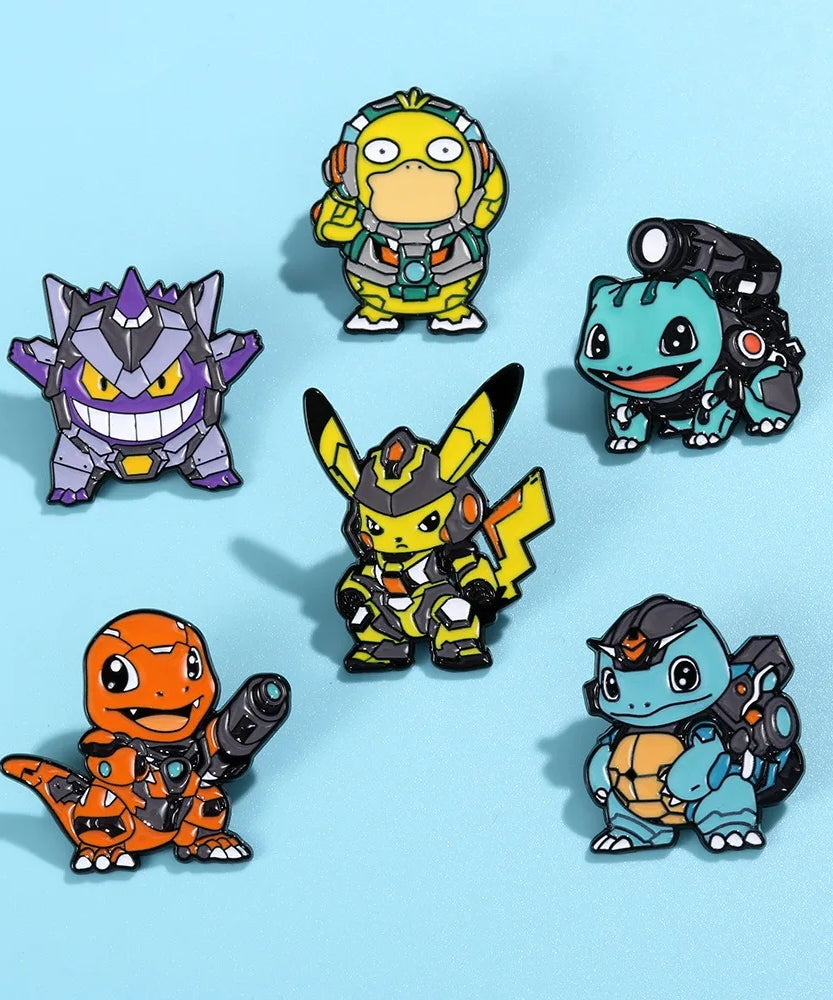 Anime Pokemon Enamel Pins Pikachu Squirtle Gengar Funny Cosplay Brooches Badges Lapel Pin Collection for Fans Accessory