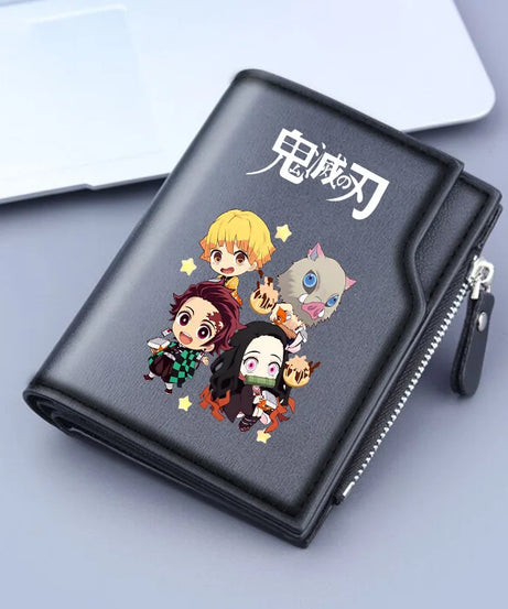 Demon Slayer Wallet Anime Coin Purse Men Credit Card Holder Boy Student Fashion Short Trifold Money Key Storage Pouch