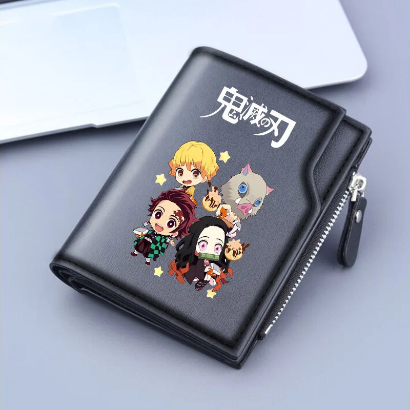 Demon Slayer Wallet Anime Coin Purse Men Credit Card Holder Boy Student Fashion Short Trifold Money Key Storage Pouch