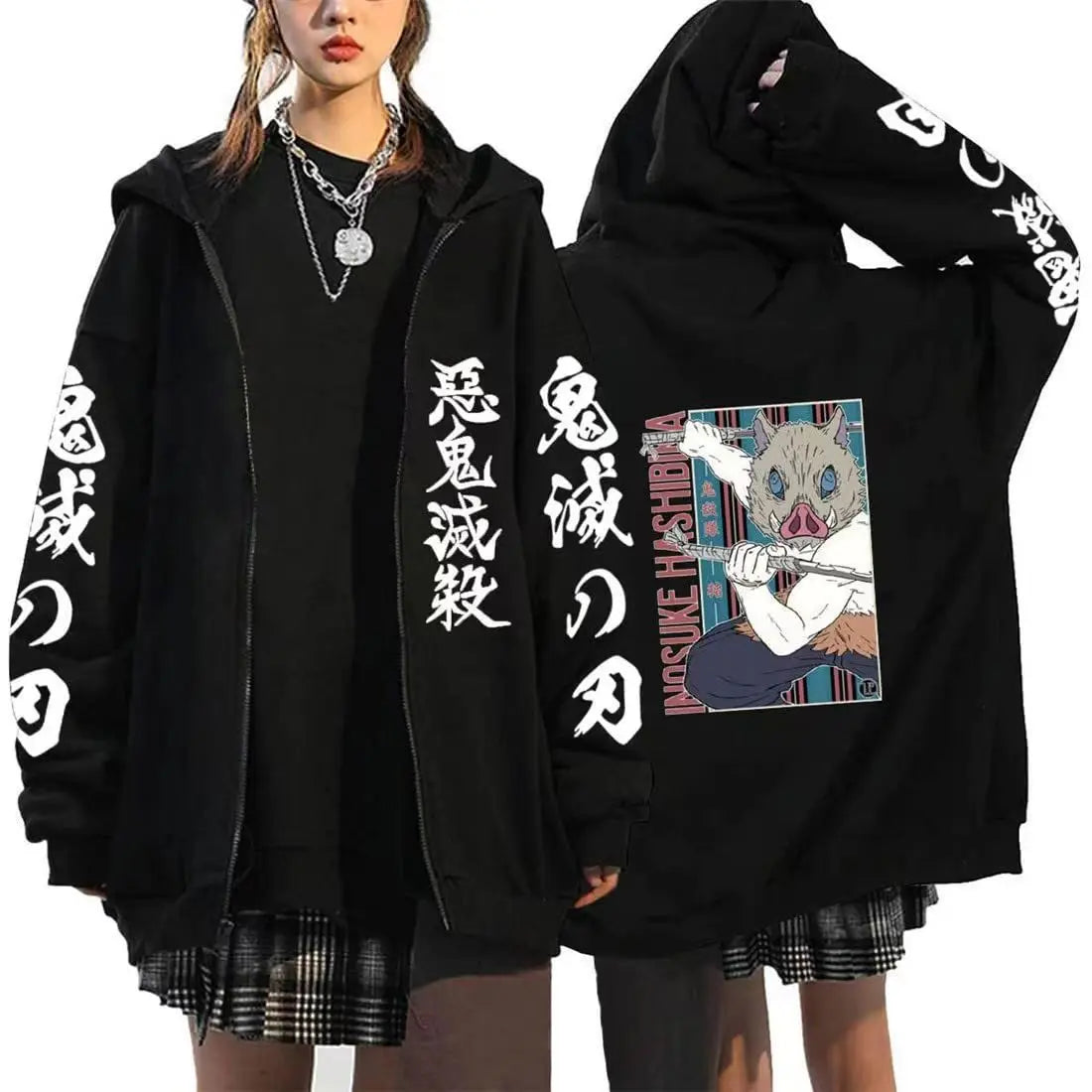 Demon Slayer Zipper Sweatshirts Zip Up Hoodie Anime Hoodies Unisex Hip Hop Streetwear Nezuko Kamado Graphic Y2K Clothes gifts