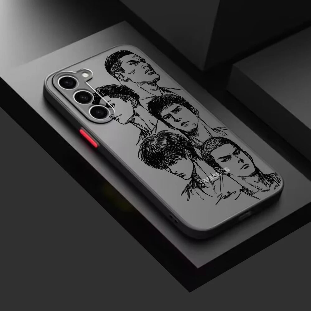 Slam Dunk Popular Anime Art Frosted Translucent For Samsung Galaxy S24 S23 S22 S21 S20 FE S10 S9 S8 Plus Ultra Pro 5G Matte