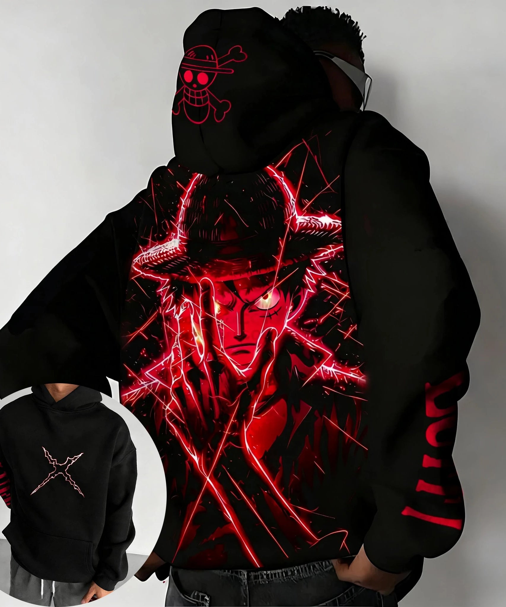 One Piece Luffy Autumn/Winter New Hoodie Men's Street Anime Printed Loose Casual American Hip Hop Parent Child Sweater Top