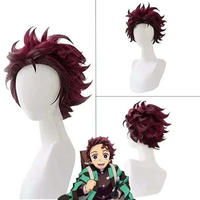 Anime Demon Slayer Tanjiro Kamado Cosplay Costume – Uniform & Wig Set 2