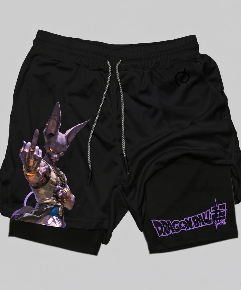 Dragon Ball Goku Anime Gym Shorts Men Double-layer 2-in-1 Sports Pants New Summer Print Beach Pants Streetwear