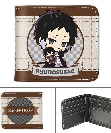 Anime Bungo Stray Dogs Short PU Leather Wallet Cute Nakajima Atsushi Dazai Osamu Folding Purse Gift for Manga Fans
