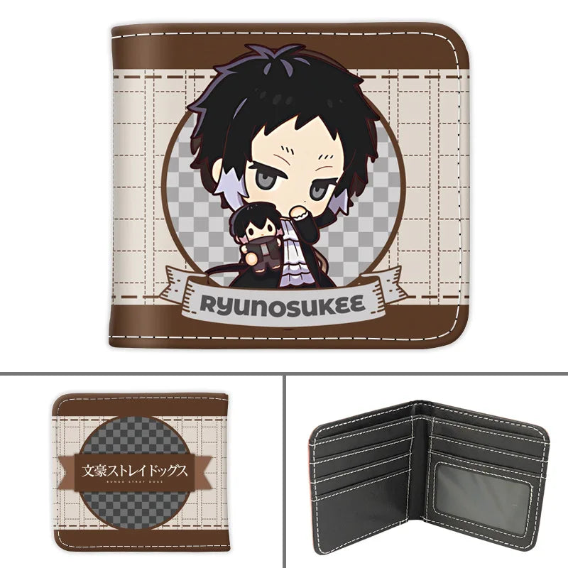 Anime Bungo Stray Dogs Short PU Leather Wallet Cute Nakajima Atsushi Dazai Osamu Folding Purse Gift for Manga Fans