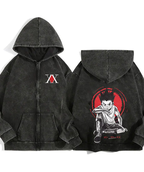 Hunter x Hunter Zip-Up Hoodie – Unisex Anime Streetwear Pullover