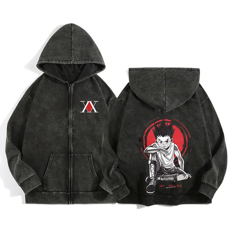 Hunter x Hunter Zip-Up Hoodie – Unisex Anime Streetwear Pullover