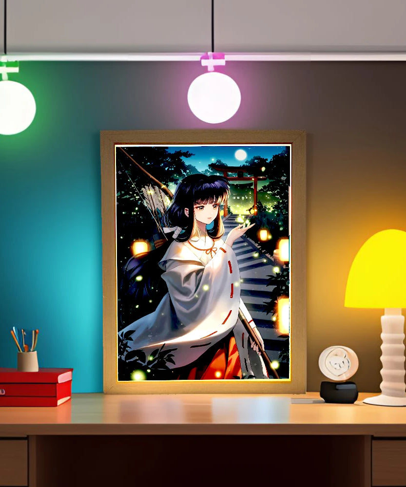 Light Painting Photo Frame Night Light Anime Figure Inuyasha Home room Decor Office Decoration Bedroom Friends Gifts Moon Lamp