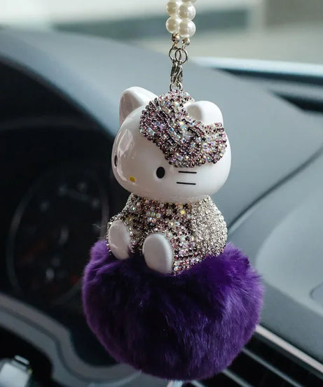 Hello Kitty Car Pendant Decoration Hanging Cat Ornament Automobile Rear View Mirror Accessories Gift Car Accessories