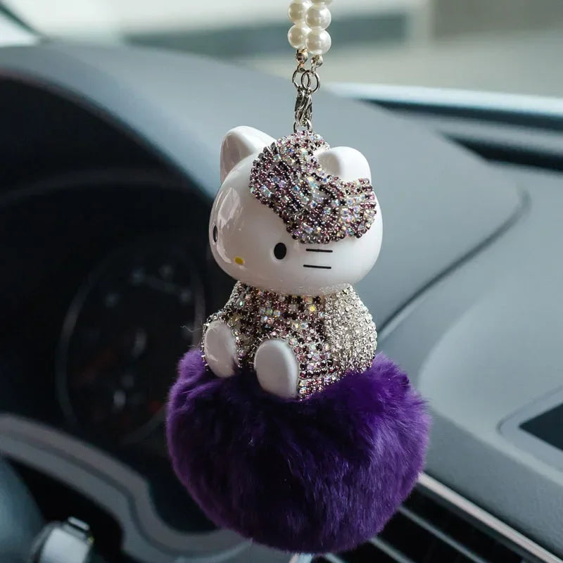 Hello Kitty Car Pendant Decoration Hanging Cat Ornament Automobile Rear View Mirror Accessories Gift Car Accessories