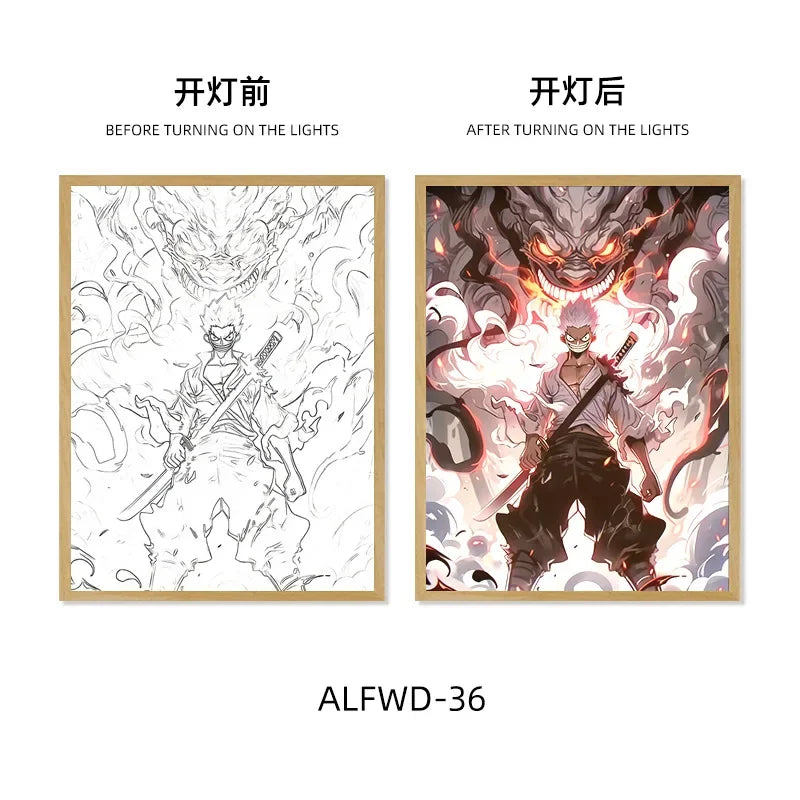 Sun God Nika Luffy Light-Up Frame – One Piece LED Desktop Decor