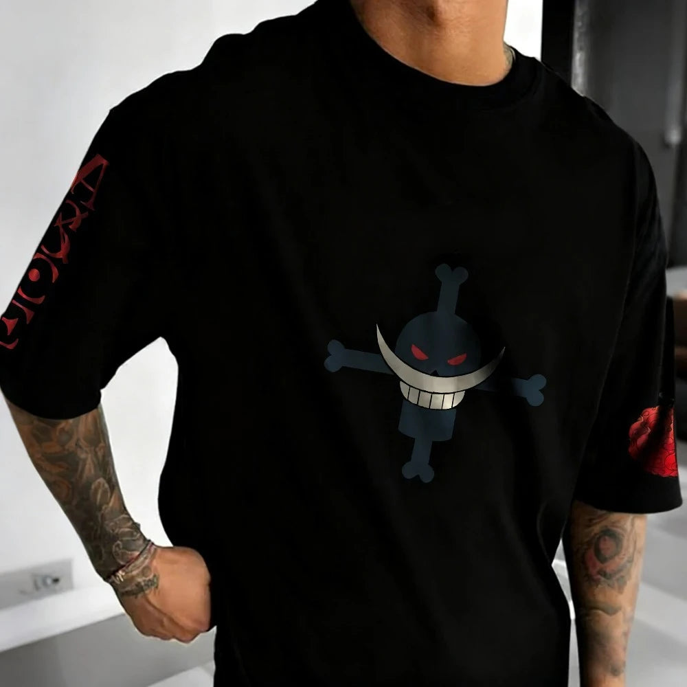 One Piece Ace Anime Co T-shirt Summer New Men's Street Harajuku Loose Casual Children's Parent Child Top