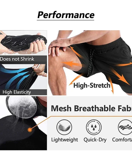 One Piece x Naruto x Dragon Ball 2-in-1 Men’s Gym Shorts – Quick-Dry & Breathable Sportswear