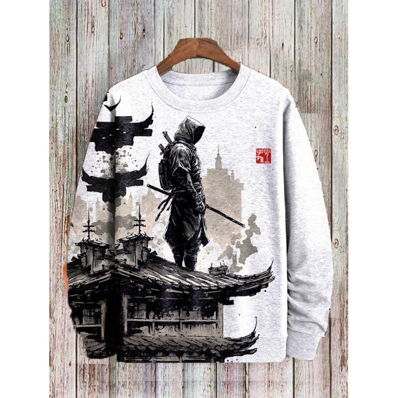 Anime Character Print Sweatshirt — Oversized Crewneck Pullover 5