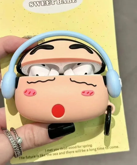 Crayon ShinChans Case for Apple AirPods 1 2 3 Airpod Pro3D Key Chain Wireless Earphone Bluetooth Headset Silicone Cover