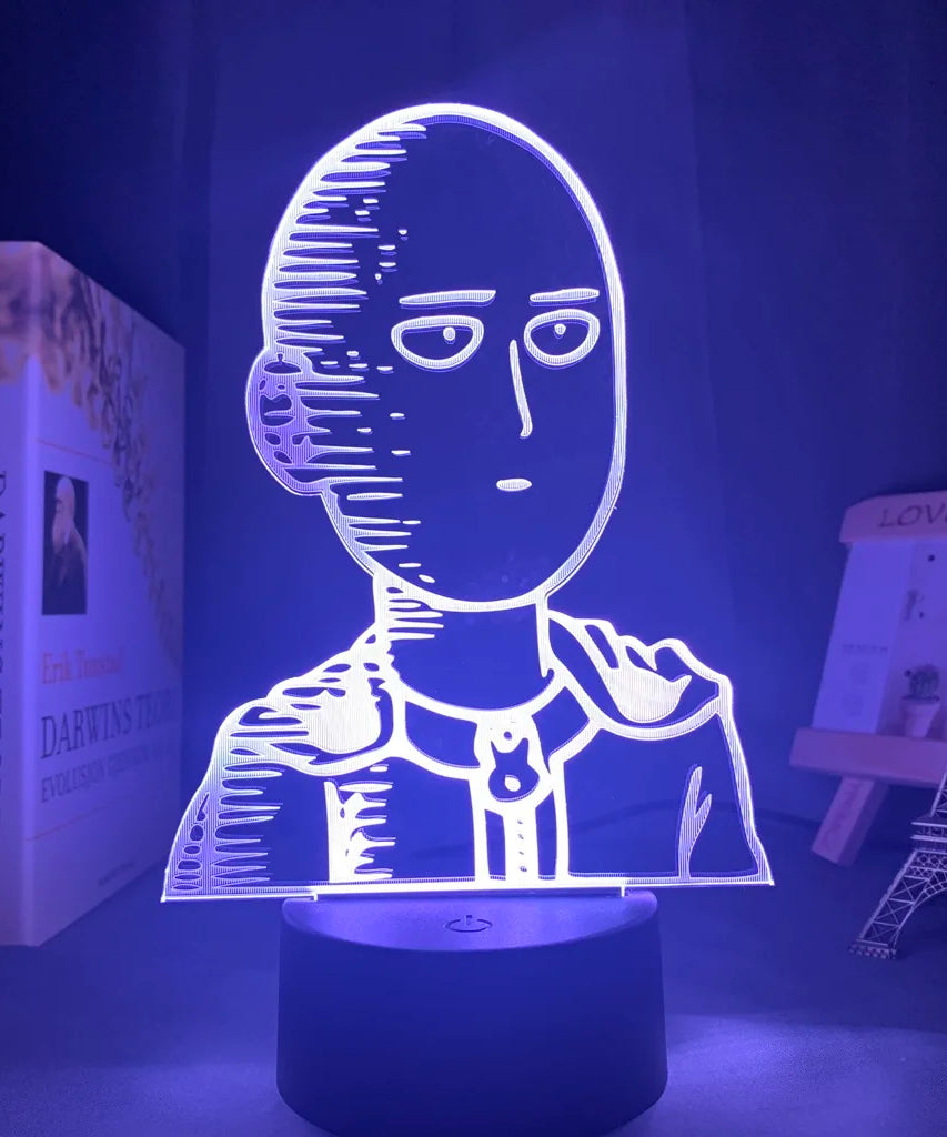 One Punch Man Saitama Figure Led Night Light Lamp for Home Decoration Nightlight Cool Manga Store Decor Ideas Table 3d Light