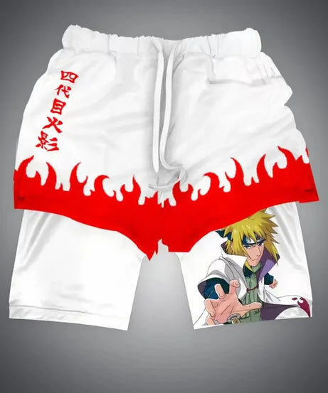 One Piece x Naruto x Dragon Ball 2-in-1 Men’s Gym Shorts – Quick-Dry & Breathable Sportswear