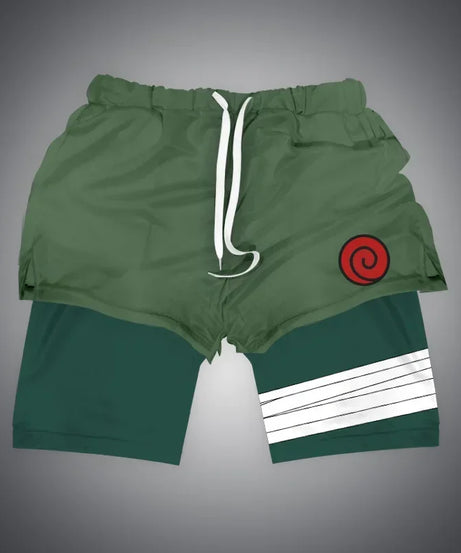 One Piece x Naruto x Dragon Ball 2-in-1 Men’s Gym Shorts – Quick-Dry & Breathable Sportswear