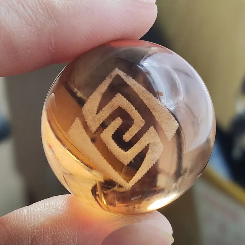 Genshin Impact Seven Elements Crystal Glass Ball 3D Three-dimensional Laser Engraving and Translucent Single Crystal Ball Game