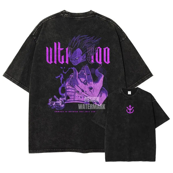 Dragon Ball Vegeta Vintage-Washed Graphic T-Shirt — Oversized Tee